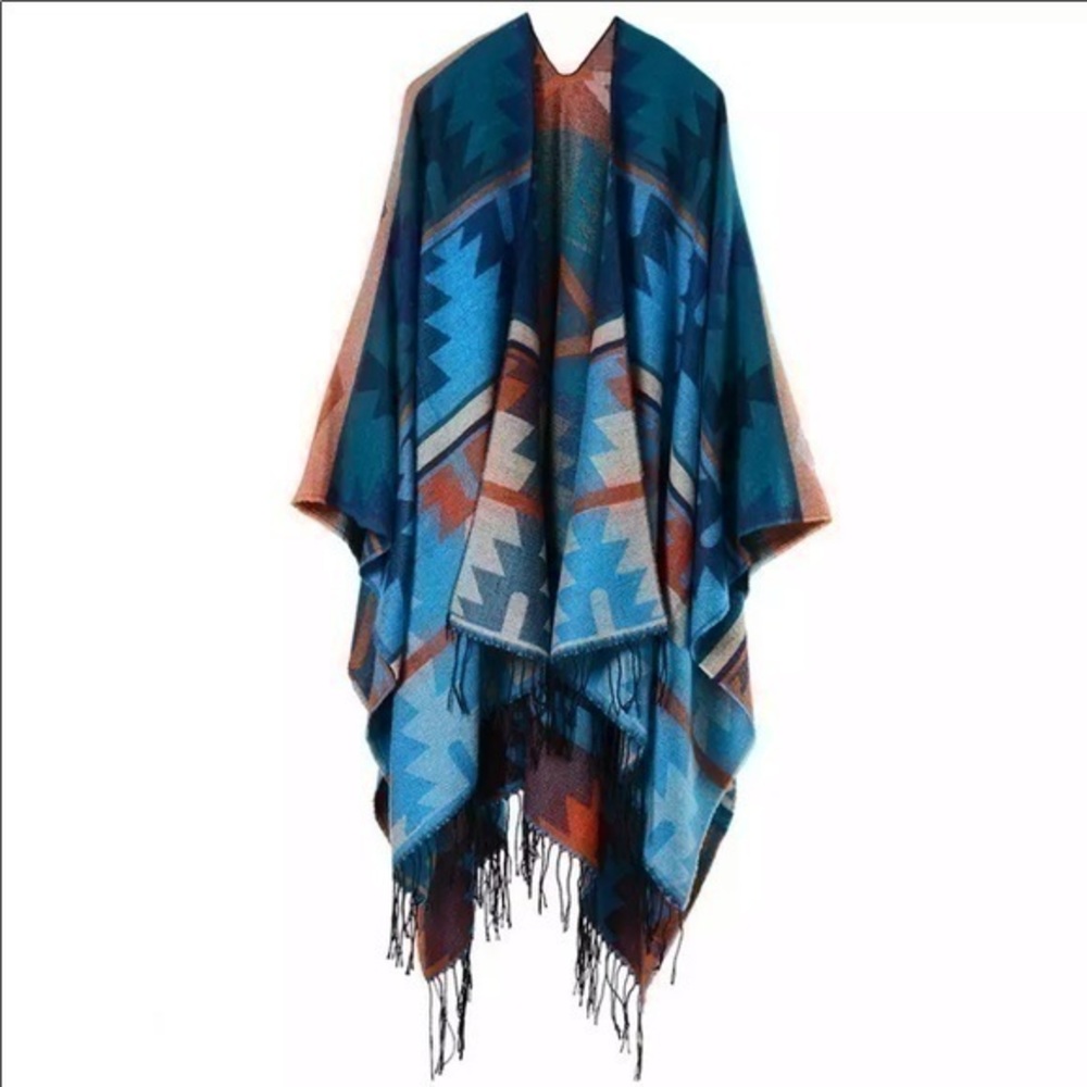 💙✨Blue Aztec Poncho ✨OS✨